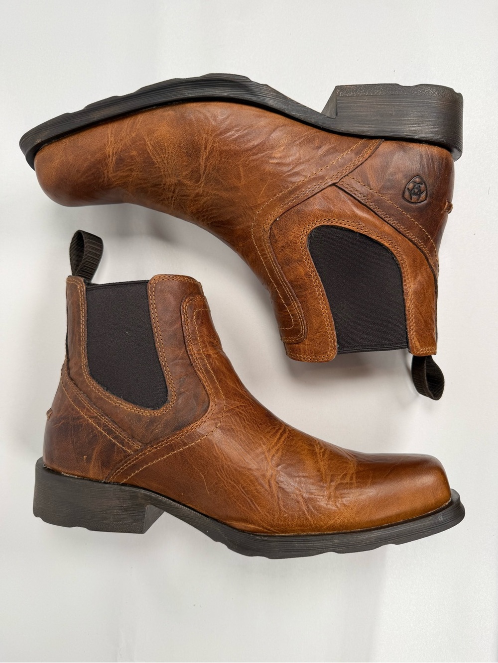 Ariat Midtown Rambler Mens Leather Chelsea Boots Size 9.5 EE Barn Brown 10019868 - Picture 5 of 16